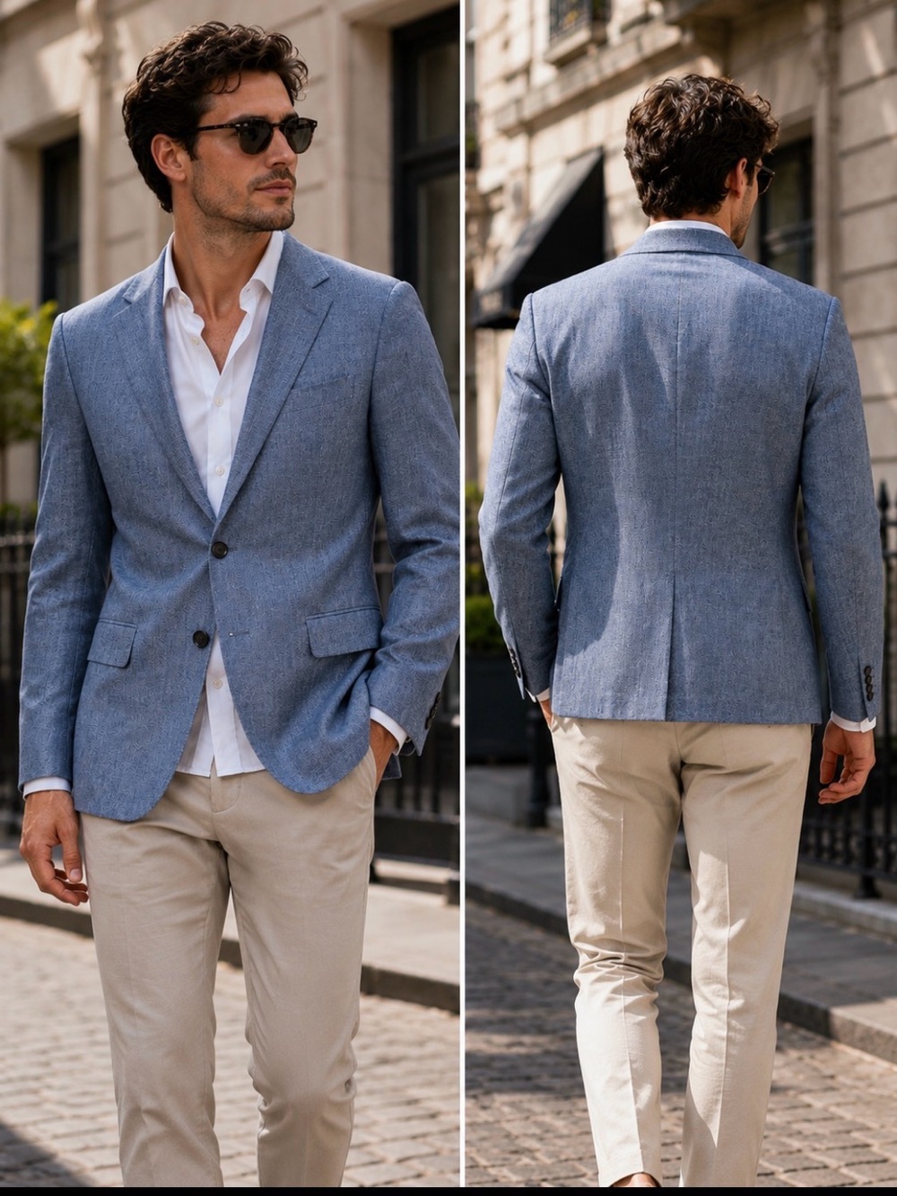 Sandro Paris Men’s Blue Linen Blend Blazer Sport Coat